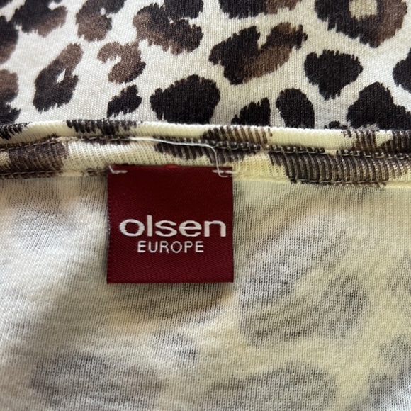 Olsen Europe Cheetah / Leopard Print Round Neck Top Size S-M/8 - Picture 7 of 12